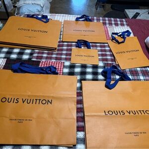 Louis Vuitton Orange and Blue Shopping Bags